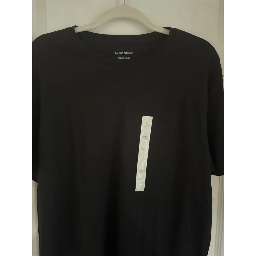 NWT Banana Republic STANDARD-FIT PREMIUM WASH CREW-NECK T-SHIRT Black Sz L